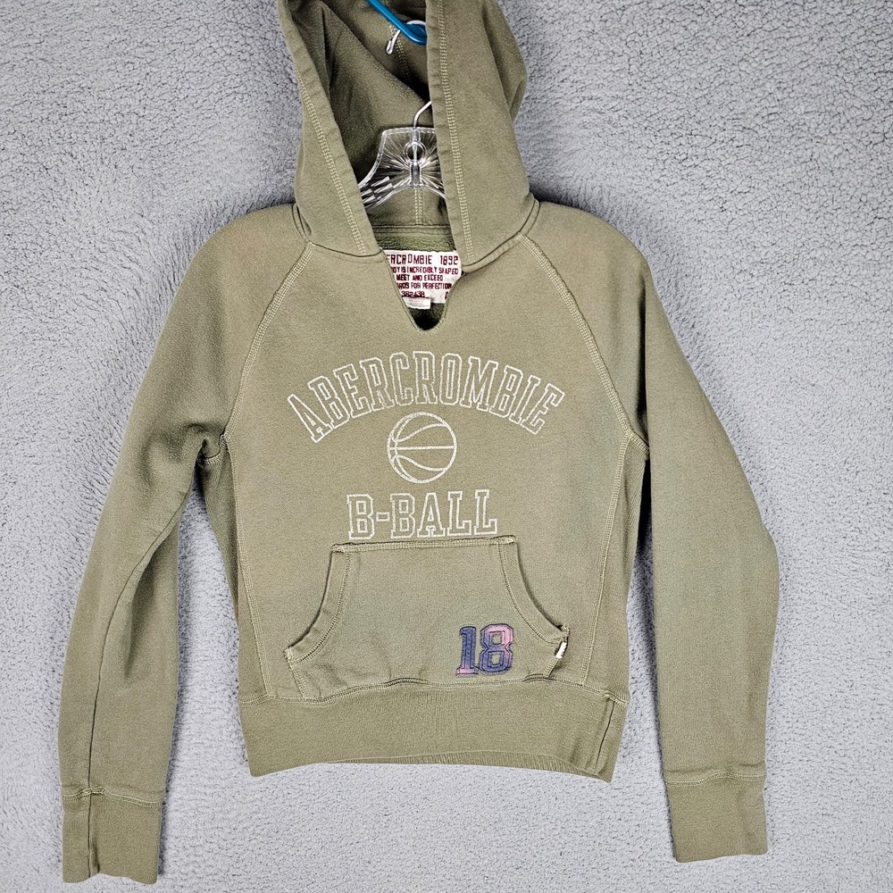Vintage 90s Abercrombie & Fitch Hoodie Womens Medium Basketball Graphic Crop